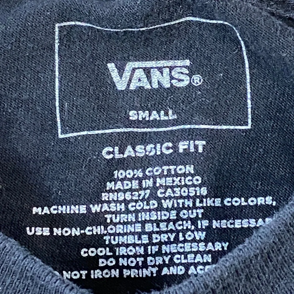 Vans Long Sleeve Shirt Mens Small Streetwear Cotton Classic Fit Black Skater Tee - Picture 3 of 8